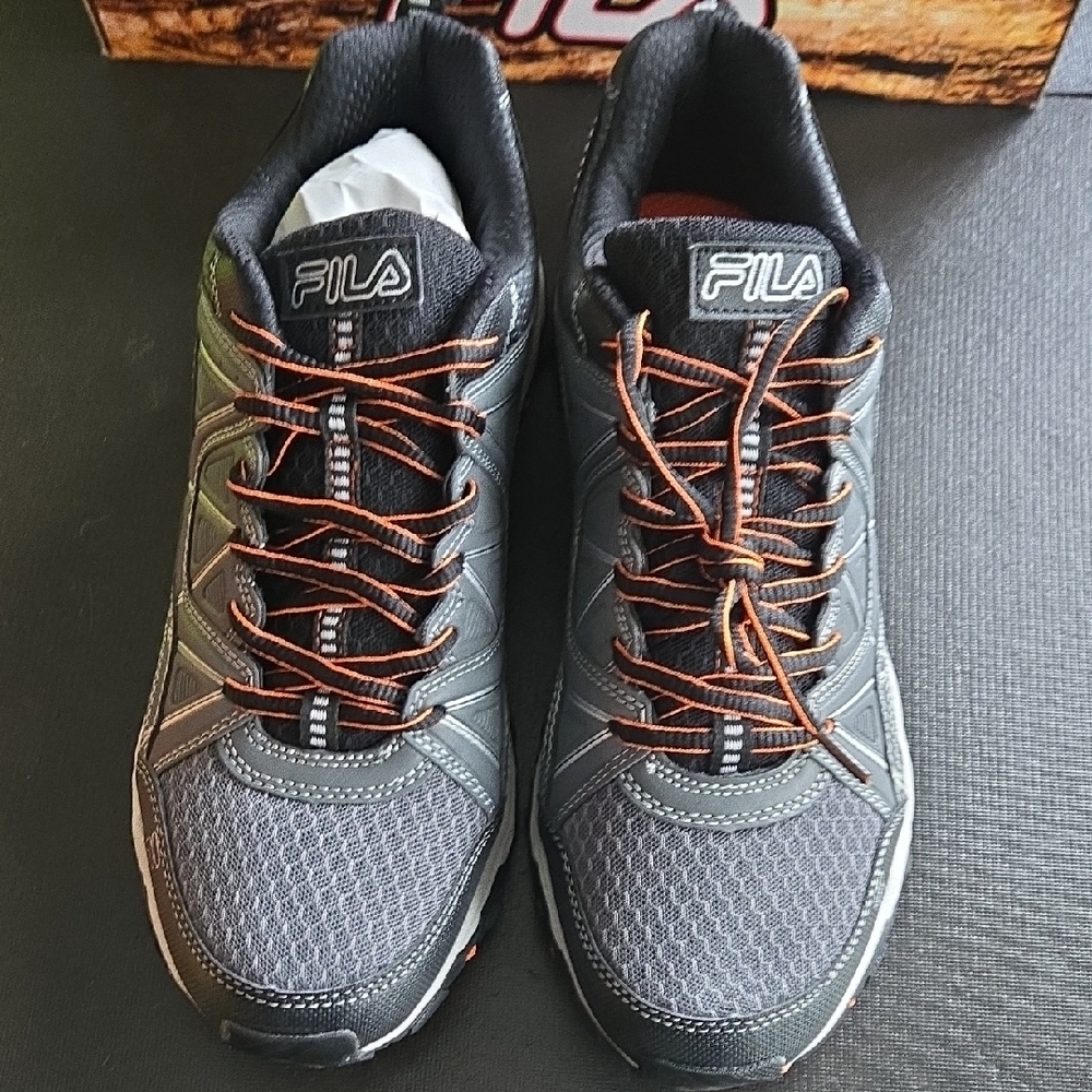 Fila Athletic Shoes with Gray and Orange Design